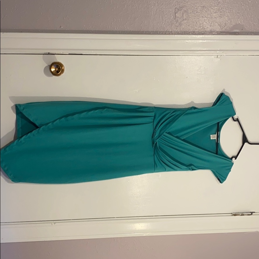 Teal green wrap dress
